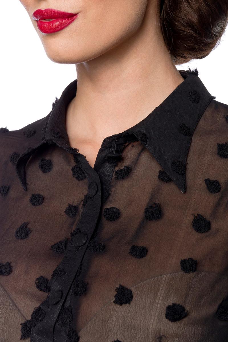 Hedendaags zwarte vintage blouse met bolletjes - clubwearcompany PN-91