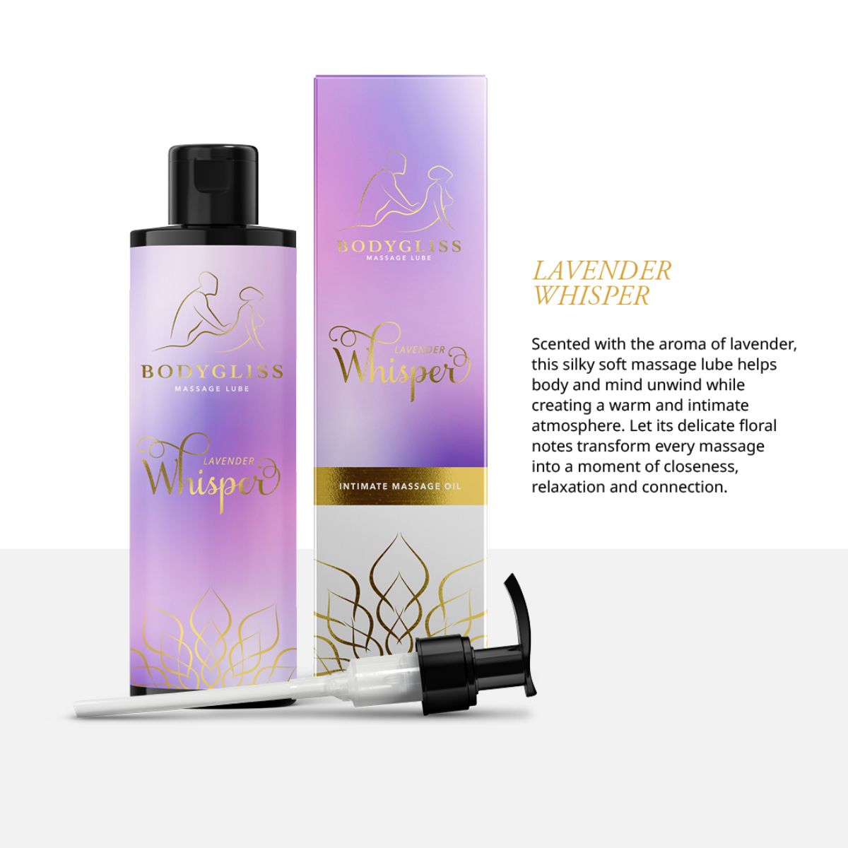 Lavender Whisper Massageolie & Glijmiddel met Lavendel 150 ml – BodyGliss met pompje