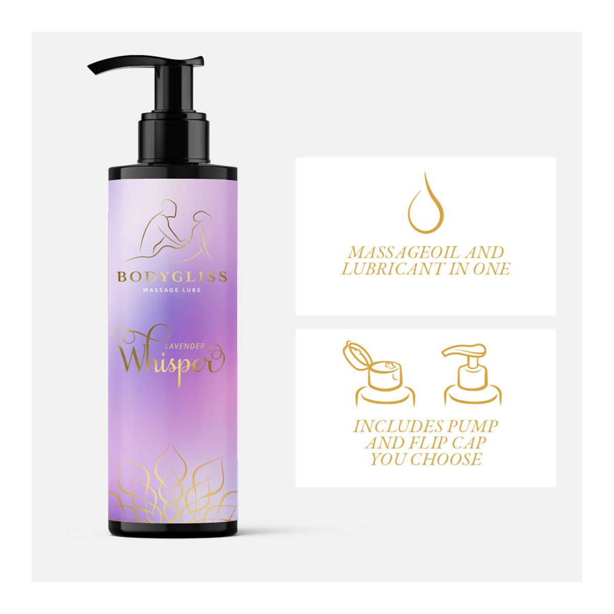 Lavender Whisper Massageolie & Glijmiddel met Lavendel 150 ml – BodyGliss met dop en pompje