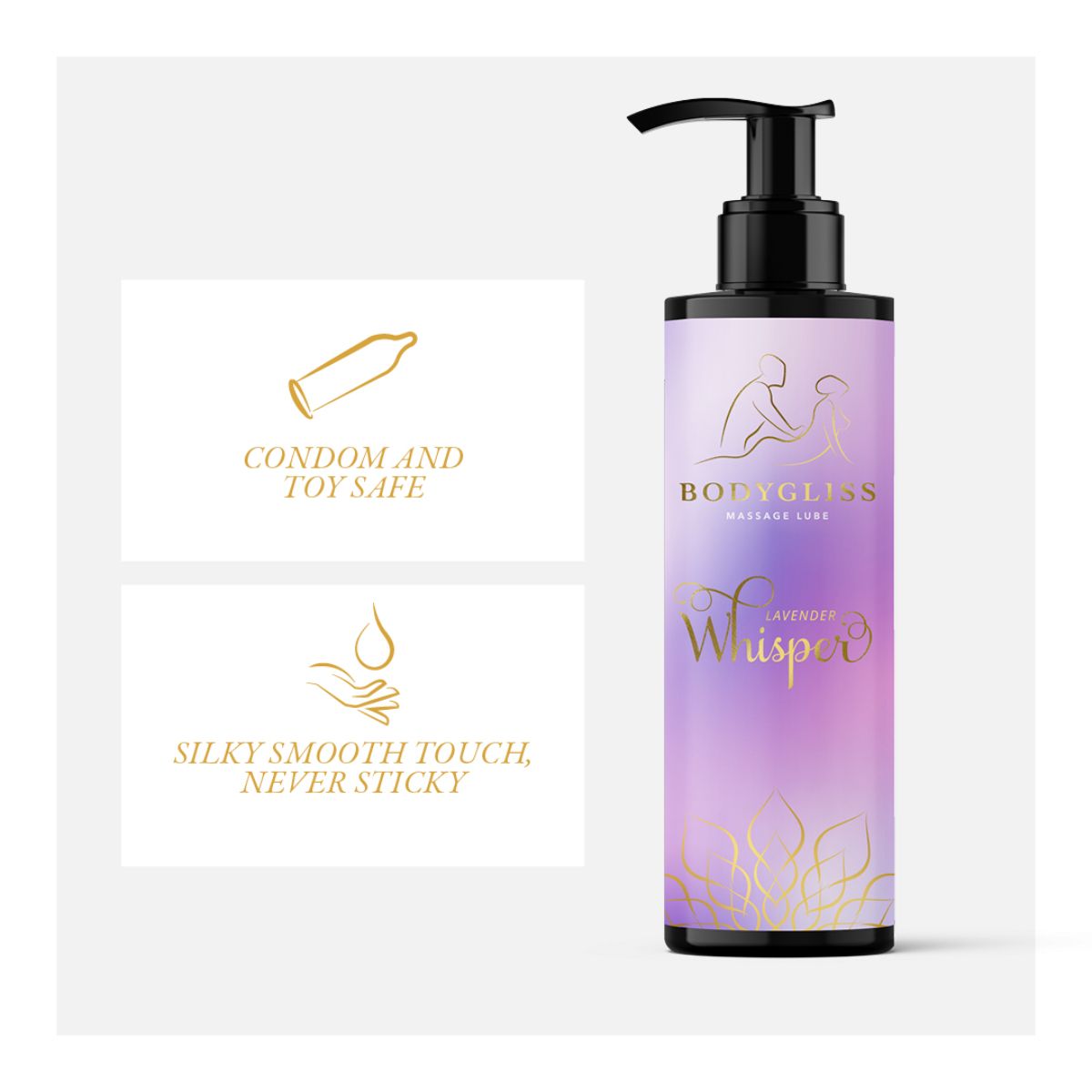 Lavender Whisper Massageolie & Glijmiddel met Lavendel 150 ml – BodyGliss condoom save