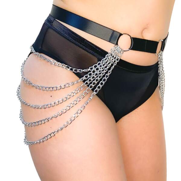 Kinky Diva - Chain Belt - Kettingen - Verstelbaar - Zwart/Zilver