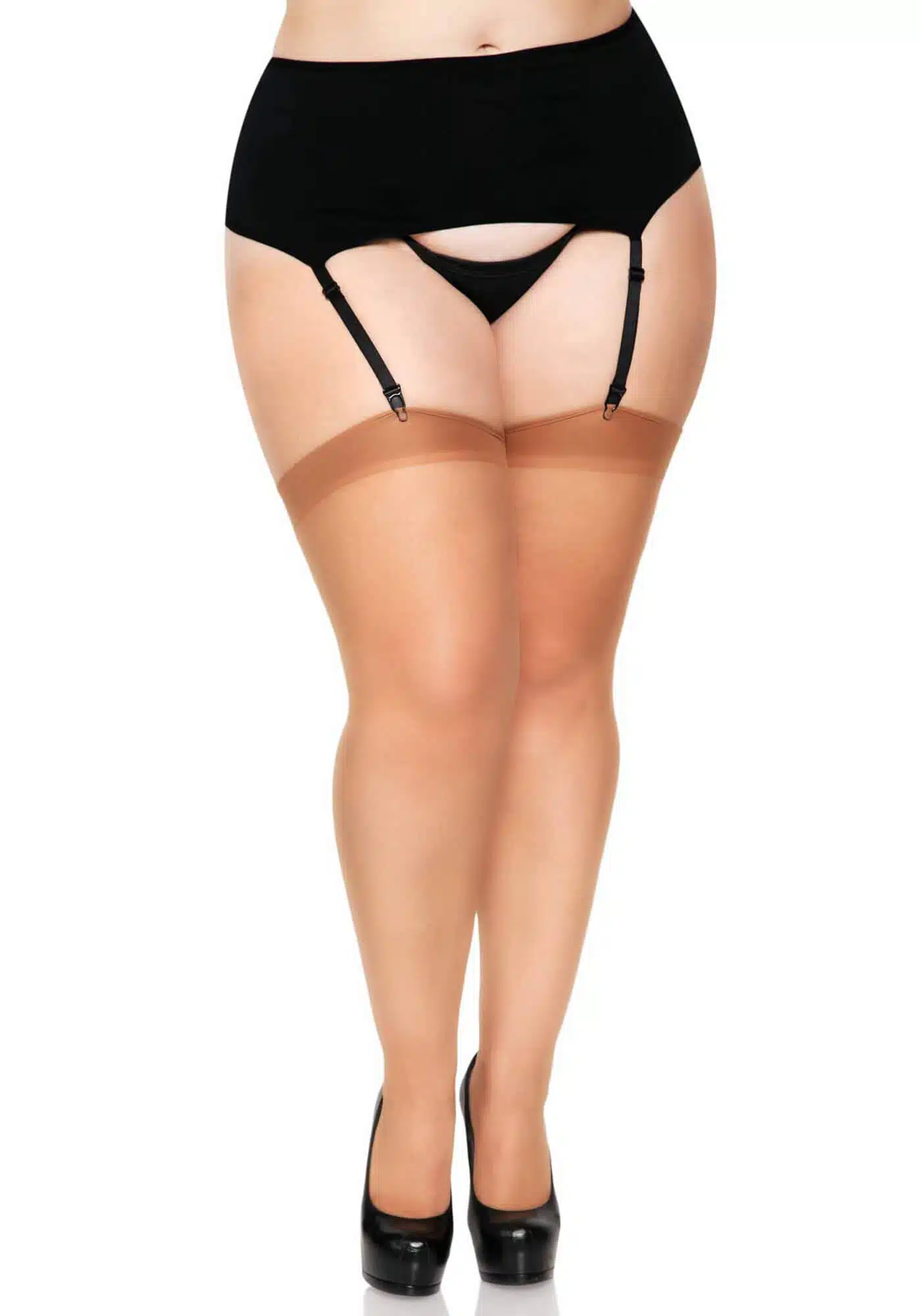 Leg Avenue - Jarretel Kousen - Plus Size - Naad - Nude - Afbeelding 2