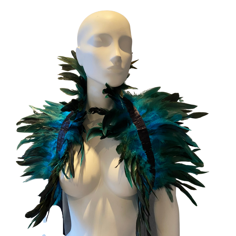 Kinky Diva - Feather Collar - Unisex - Stola - Veren - Turquoise - Zwart - Afbeelding 3
