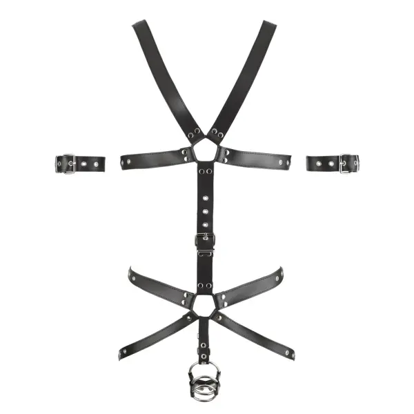 Zado - Harnas 2 - BDSM - Verstelbaar - Cockring - Leer - Zwart - Afbeelding 4
