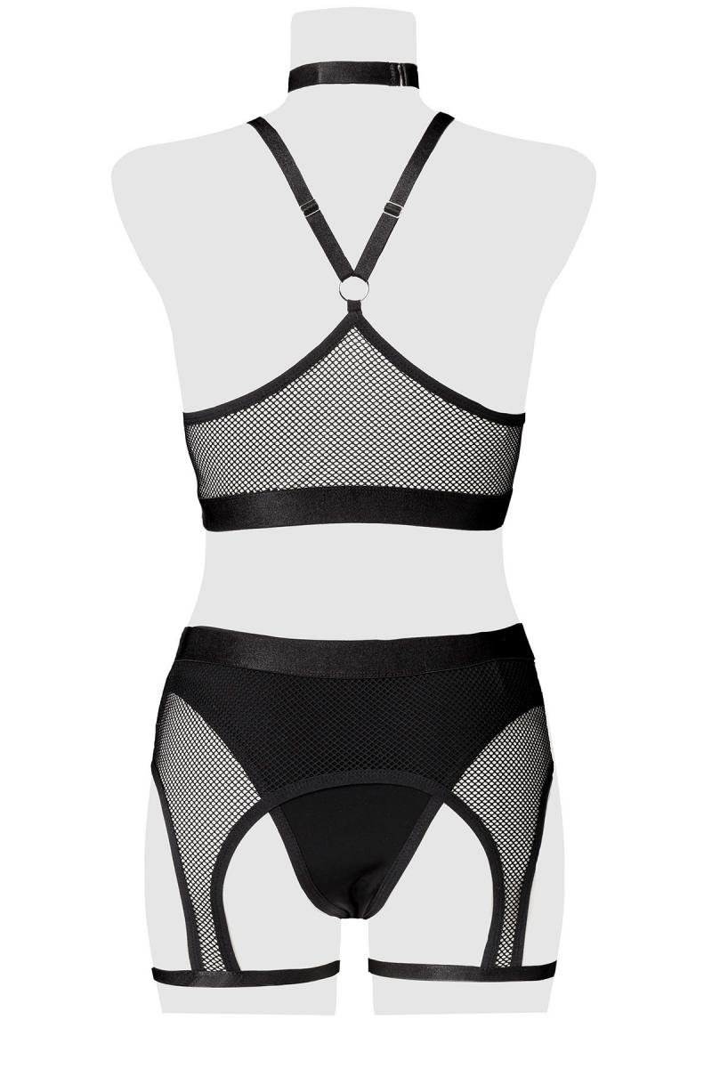 Grey Velvet - Erotic Set - 5-delig - Handschoenen - Heupgordel - Choker - Zwart - Afbeelding 5