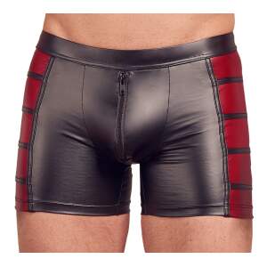 NEK - Wetlook Short - Met Rits - Rode Banen - Zwart