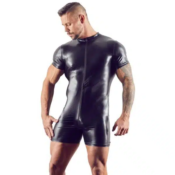 Svenjoyment Underwear - Bodysuit - Wetlook - 3-Delige Rits - Zwart
