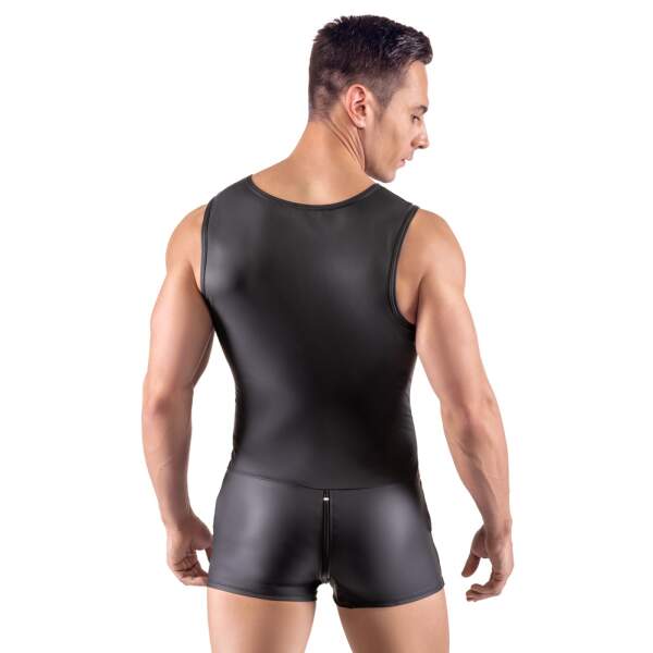 Svenjoyment Underwear - Singlet Bodysuit - 3-Delige Rits - Wetlook - Zwart - Afbeelding 3