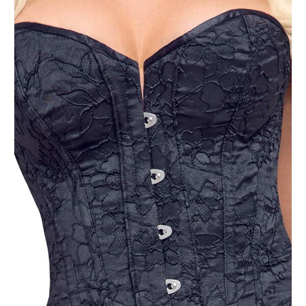 Cottelli Collection - Corset - Kanten Motief - Vetersluiting - Zwart - Afbeelding 4