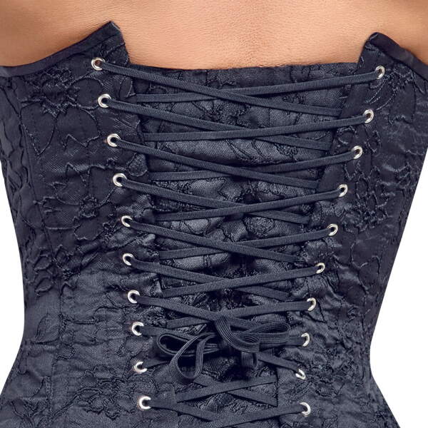 Cottelli Collection - Corset - Kanten Motief - Vetersluiting - Zwart - Afbeelding 5