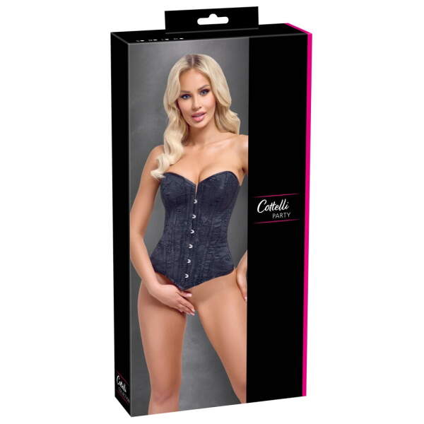 Cottelli Collection - Corset - Kanten Motief - Vetersluiting - Zwart - Afbeelding 6