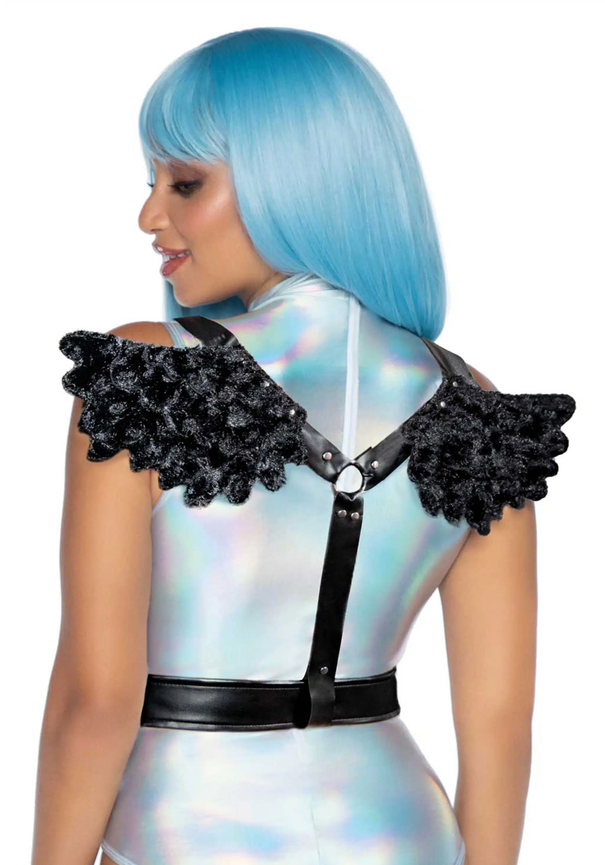 Leg Avenue - Furry Angel Body Harnass - Vleugels - Harnas - Zwart