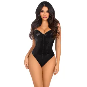 Leg Avenue - Body - Pailletten - Wetlook - Zwart