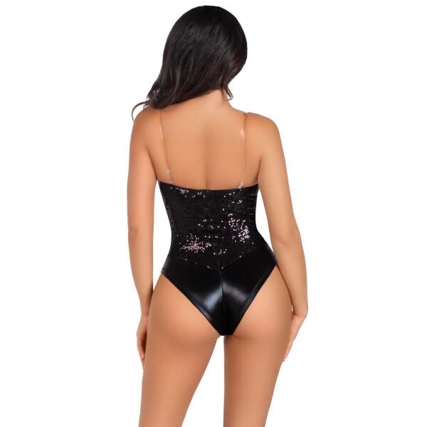 Leg Avenue - Body - Pailletten - Wetlook - Zwart - Afbeelding 2