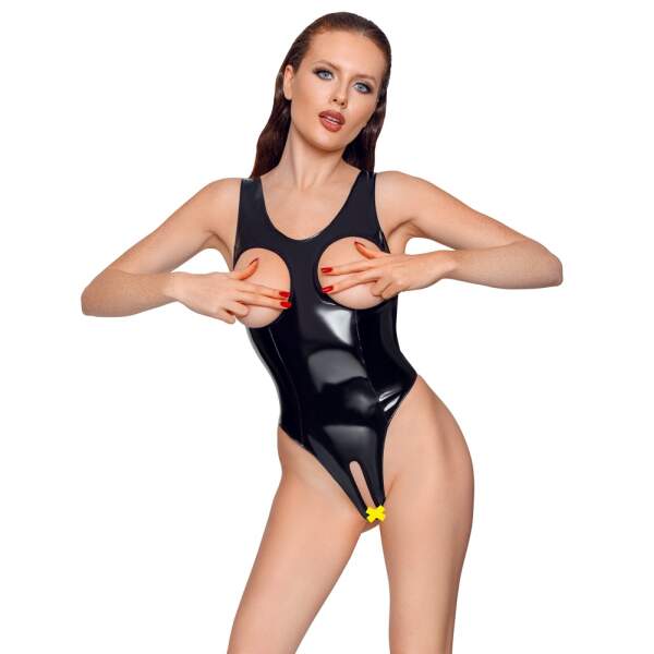 Black Level - Stringbody - Open Kruis - Cuploos - Lak - Zwart