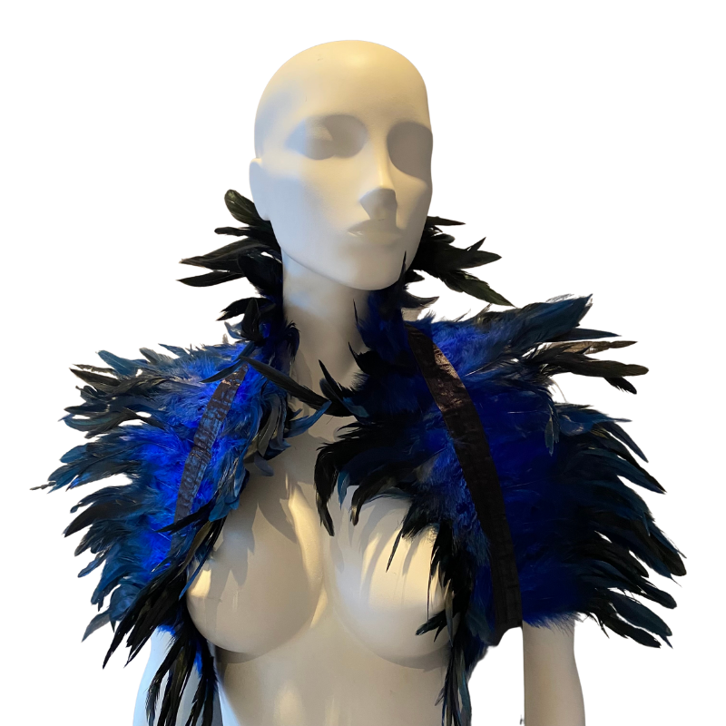 Kinky Diva - Feather Collar - Unisex - Stola - Veren - Blauw - Zwart - Afbeelding 2