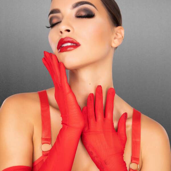 Kinky Diva - Handschoenen - Gaas - Rood - Afbeelding 2