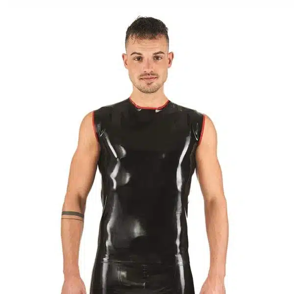 Mr. B - Shirt - Mouwloos - Latex - Zwart - Rood