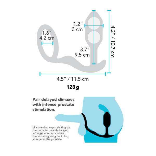 b-Vibe - Snug  & Tug - Butt Plug en Cockring - Siliconen - Zwart - Afbeelding 5