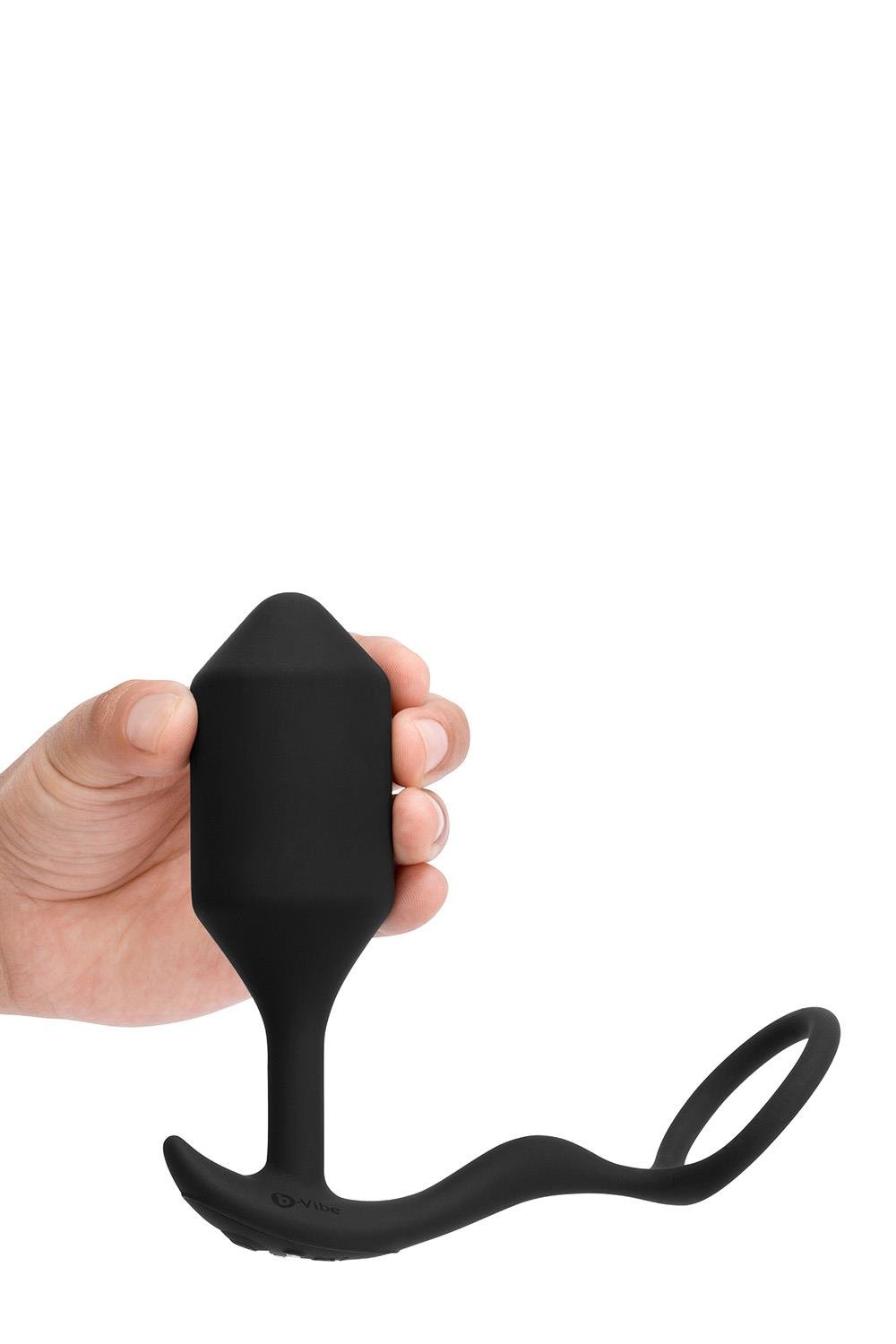 b-Vibe - Vibrating Snug & Tug - Vibrerende Butt Plug en Cockring - Siliconen - Zwart Maat XL