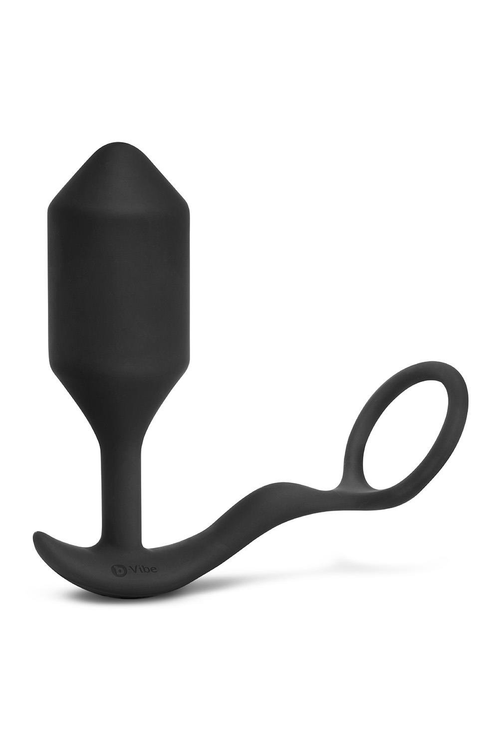 b-Vibe - Vibrating Snug & Tug - Vibrerende Butt Plug en Cockring - Siliconen - Zwart Maat XL - Afbeelding 3