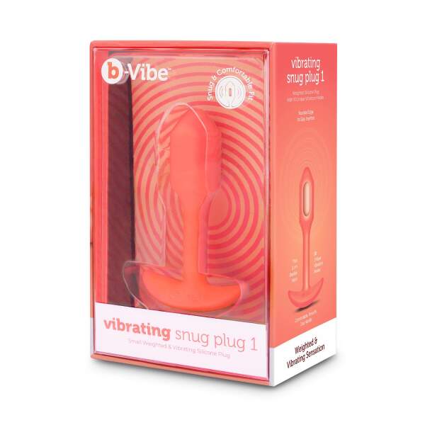 b-Vibe - Snug Plug 1 - Verzwaarde Butt Plug - Vibrerend - Siliconen - Oranje - Afbeelding 6