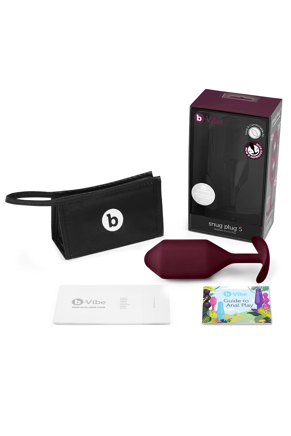 b-Vibe - Snug Plug 5 - Verzwaarde Butt Plug - Siliconen - Rood - Afbeelding 6