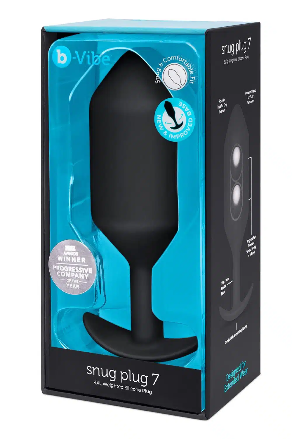 b-Vibe - Snug Plug 7 - Verzwaarde Butt Plug - Siliconen -Zwart - Afbeelding 3