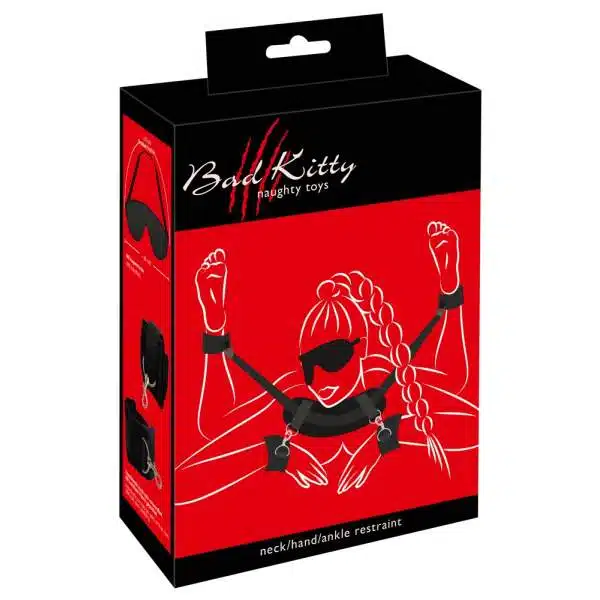 Bad Kitty - Bondage Set - Hand Pols Nek - Blinddoek - Zwart
