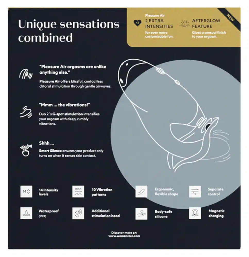 Womanizer - Duo 2 - Clitoris Stimulator - G-Spot Vibrator - Luchtdruk - Vibraties - Zwart - Afbeelding 9