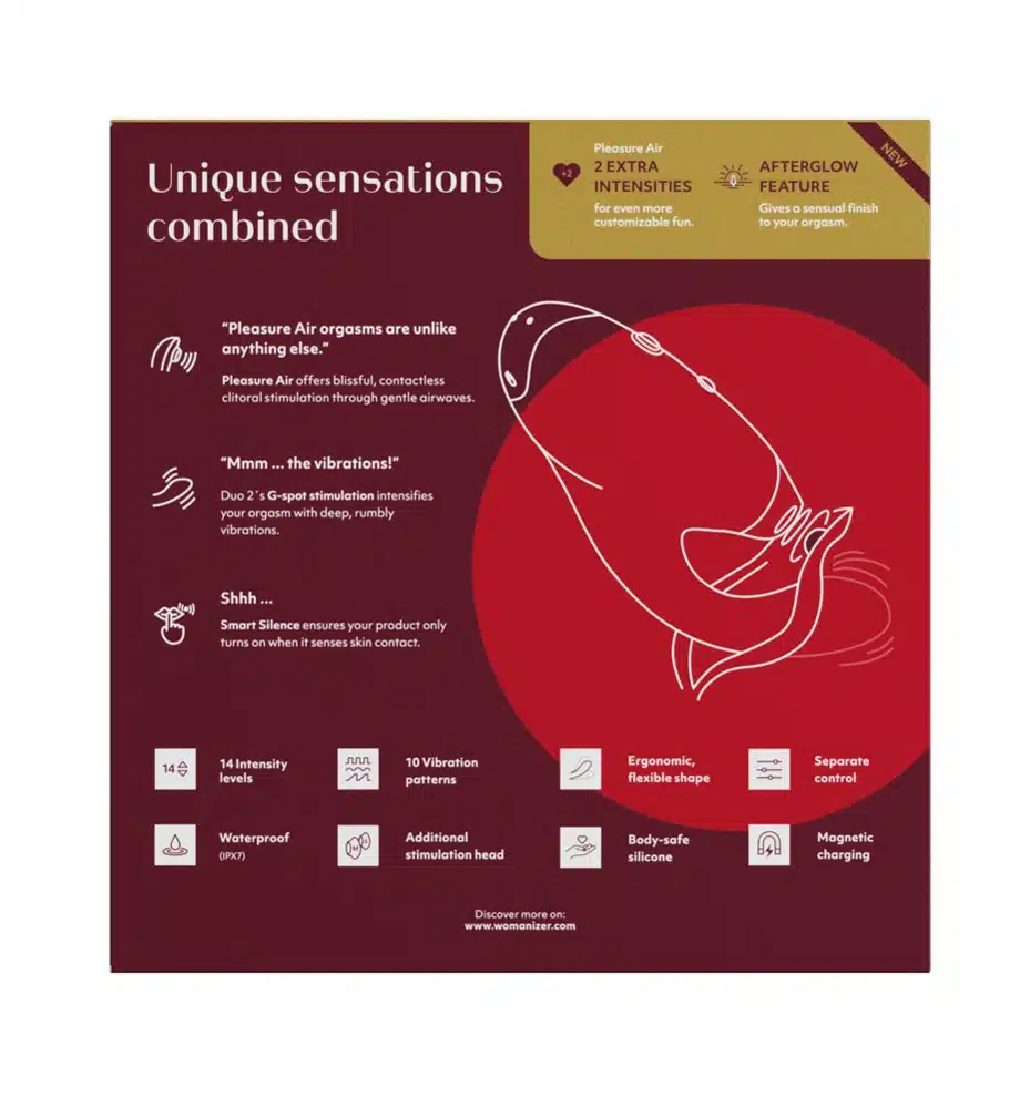 Womanizer - Duo 2 - Clitoris Stimulator - G-Spot Vibrator - Luchtdruk - Vibraties - Rood - Afbeelding 11