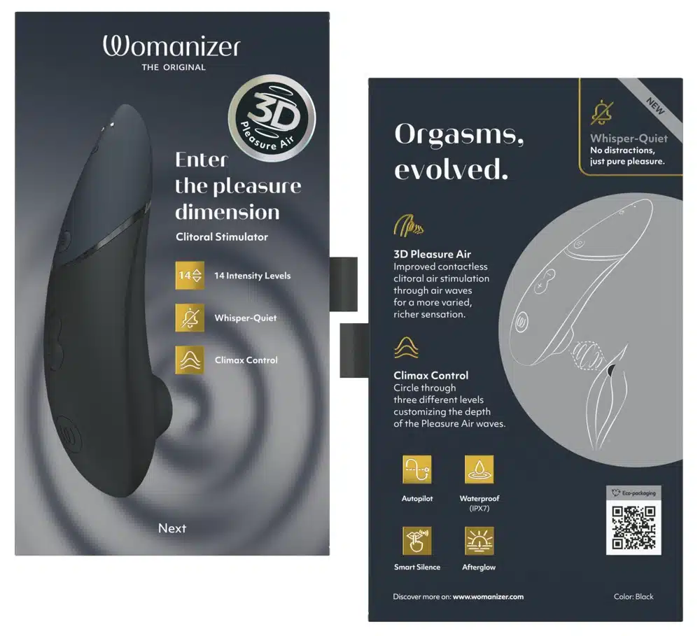 Womanizer - NEXT - 3D Pleasure Air Technology - Luchtdruk - Climax Control - Zwart - Afbeelding 7