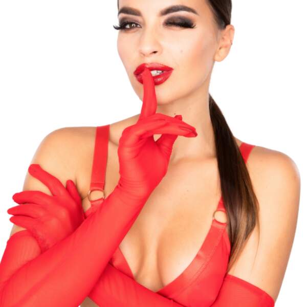 Kinky Diva - Handschoenen - Gaas - Rood
