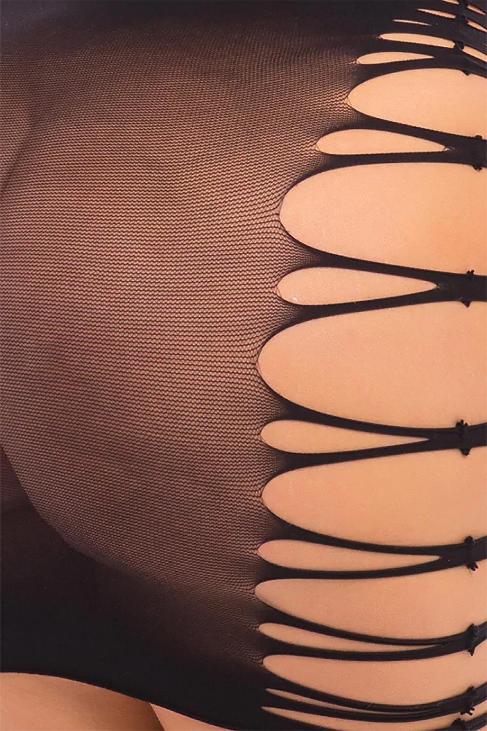 Pink Lipstick - Bodystocking Jurkje - Hi-Neck - Tot 3XL - Zwart - Afbeelding 4