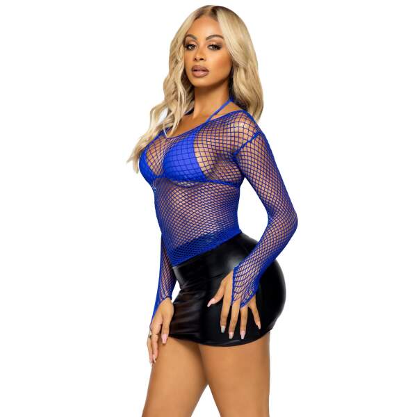 Leg Avenue - Top Visnet - Lange Mouw - Blauw - Afbeelding 4