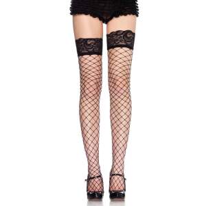 Leg Avenue - Hold-Up Kousen- Grote Visnet - Brede Kanten Boord - Zwart