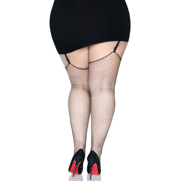 Leg Avenue - Visnet - Kousen - Strass - Queen size - Zwart - Afbeelding 4