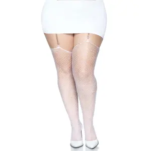 Leg Avenue - Visnet - Kousen - Strass - Queen size - Wit