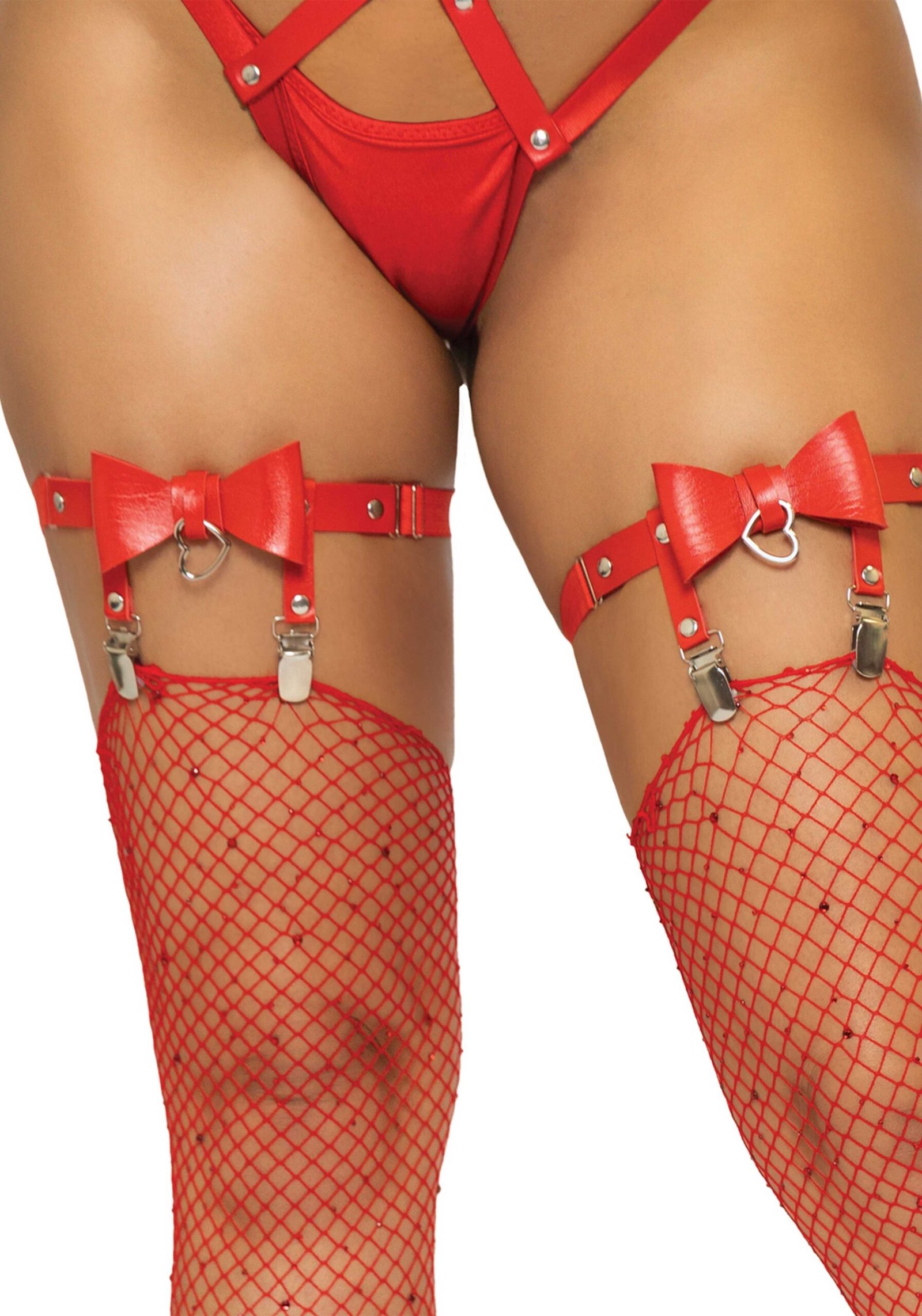 Leg Avenue - Kousenband - Strikjes - PU-Leer - Rood