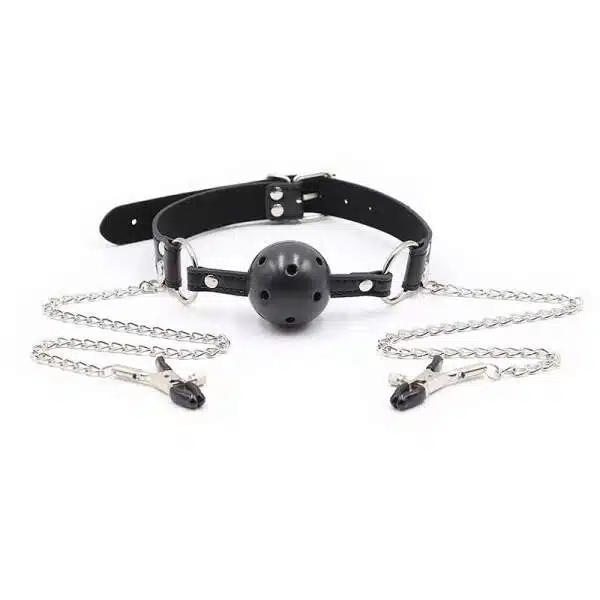 Öhmama - Breatherable Ball Gag - Tepelklemmen - Roestvrij Staal