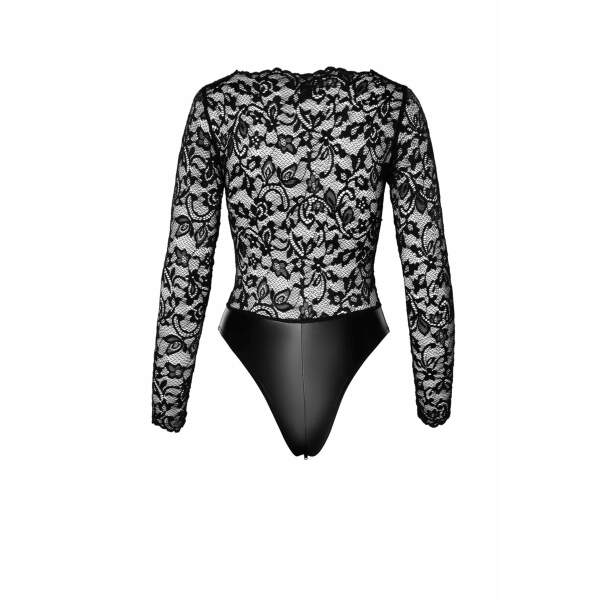 Noir Handmade - F296 Psyche - Body - met Rits - Wetlook - Kant- Zwart - Afbeelding 5