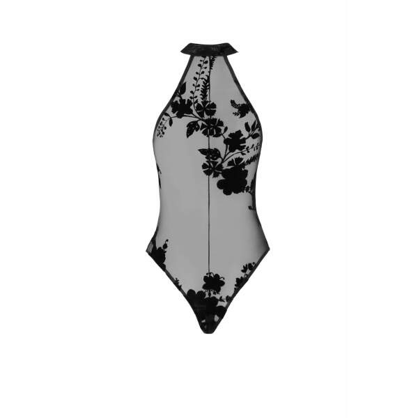 Noir Handmade - F314 Ego - Body - Met Rits - Gaas - Flockprint - Zwart - Afbeelding 4