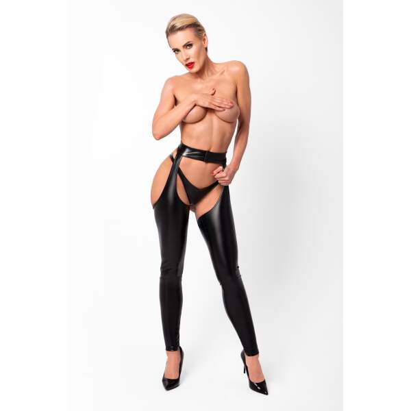 Noir Handmade - F323 Rebel - Chaps - Wetlook - Zwart - Afbeelding 3