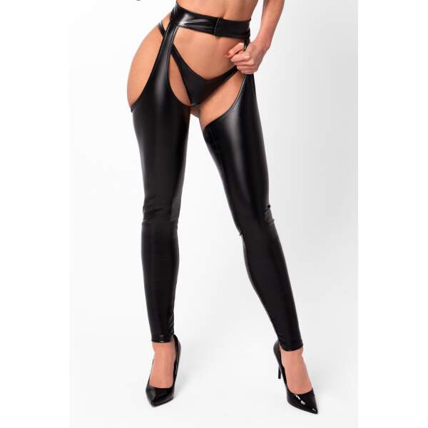 Noir Handmade - F323 Rebel - Chaps - Wetlook - Zwart - Afbeelding 5