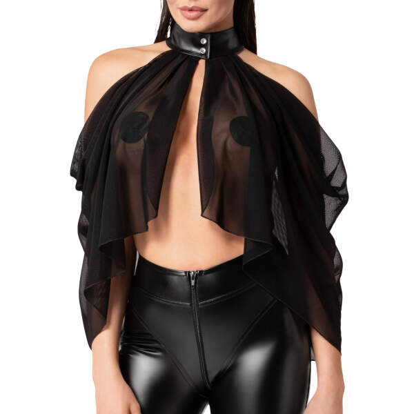 Noir Handmade - F349 Opium - Bolero - Gaas - Wetlook Boord - Zwart - Afbeelding 4