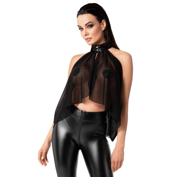 Noir Handmade - F349 Opium - Bolero - Gaas - Wetlook Boord - Zwart - Afbeelding 5