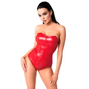 Noir Handmade - F355 Mysteria - Corset - Rits - Wetlook - Rood