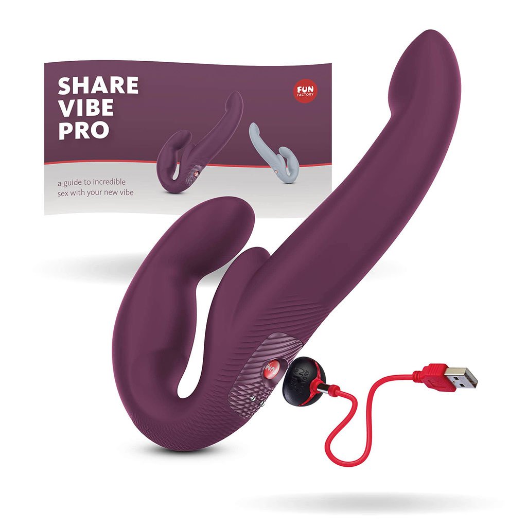 Fun Factory - Share Vibe Pro - Double Dildo - Voorbind Dildo zonder Harnas - Vibrerend - Burgundy - Afbeelding 3