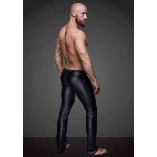 Noir Handmade Wetlook Broek met Lakaccenten - Afbeelding 4