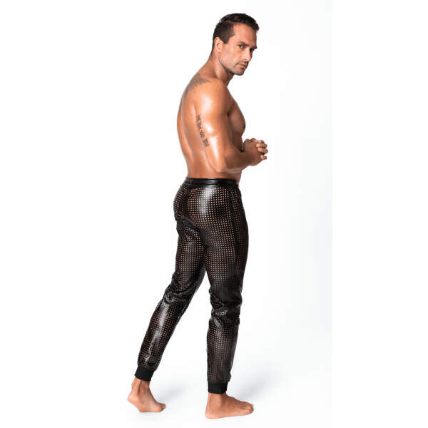 Noir Handmade - H078 - Mayhem - Long Pants - Broek -  Geperforeerd Wetlook - Zwart - Afbeelding 4
